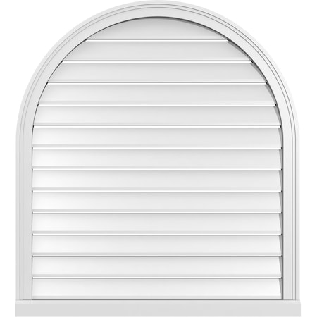 Ekena Millwork Round Top Surface Mount PVC Gable Vent: Functional, w/ 2"W x 2"P Brickmould Sill Frame, 36"W x 40"H GVPRT36X4003SF